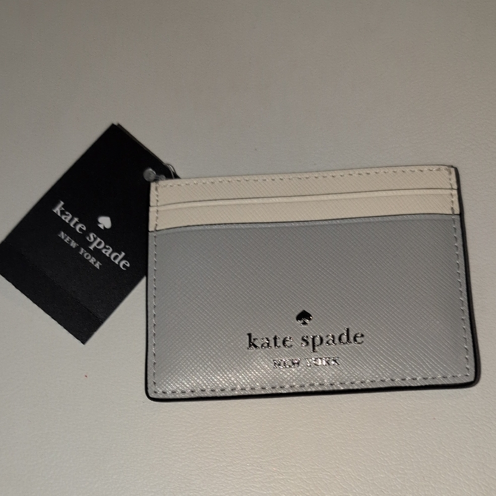 Kate Spade Gray & Cream Cardholder New With Tags